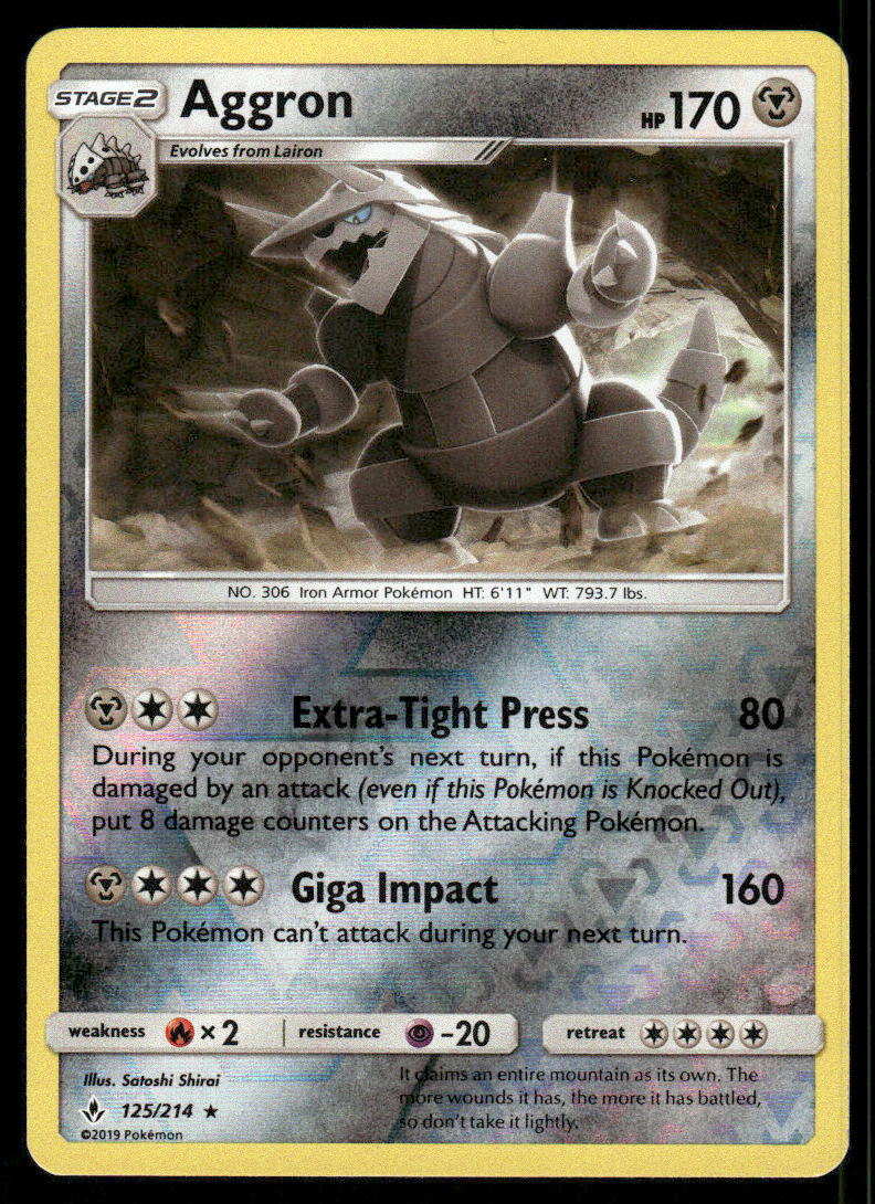 Pokemon Cards Aggron 125/214 Reverse Holo Unbroken Bonds Rare NM0