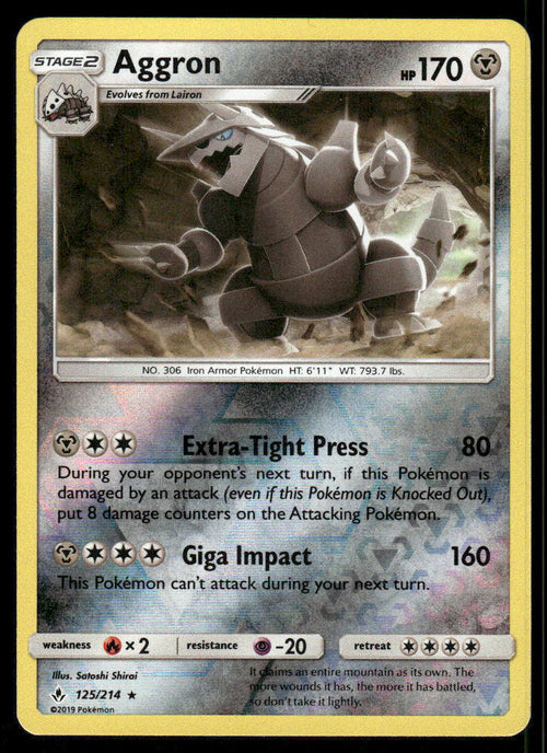 Pokemon Cards Aggron 125/214 Reverse Holo Unbroken Bonds Rare NM0
