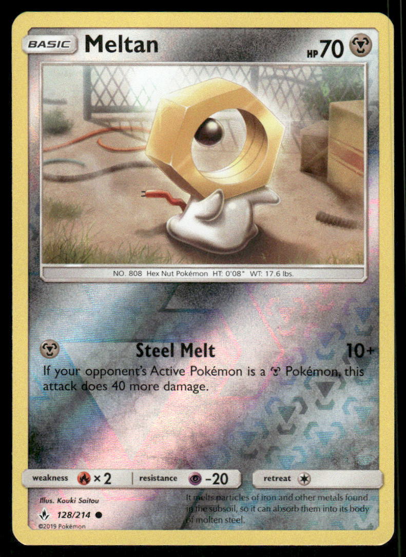 Pokemon Cards Meltan 128/214 Reverse Holo Unbroken Bonds Common NM0