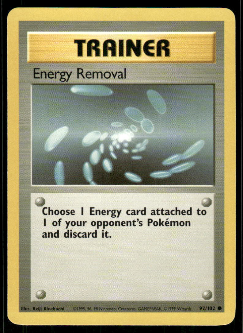 Pokemon Cards Energy Removal 92/102 Base Set Common NM0