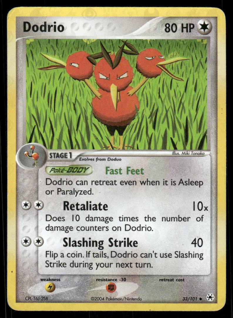 Pokemon Cards Dodrio 33/101 Reverse Holo Hidden Legends Uncommon LP *HOLO ERROR*0