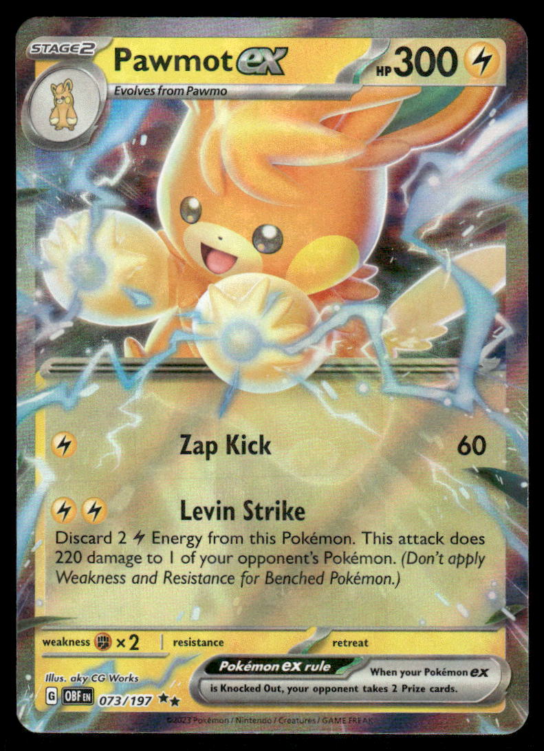 Pokemon Cards Pawmot ex 073/197 Obsidian Flames Double Rare NM0