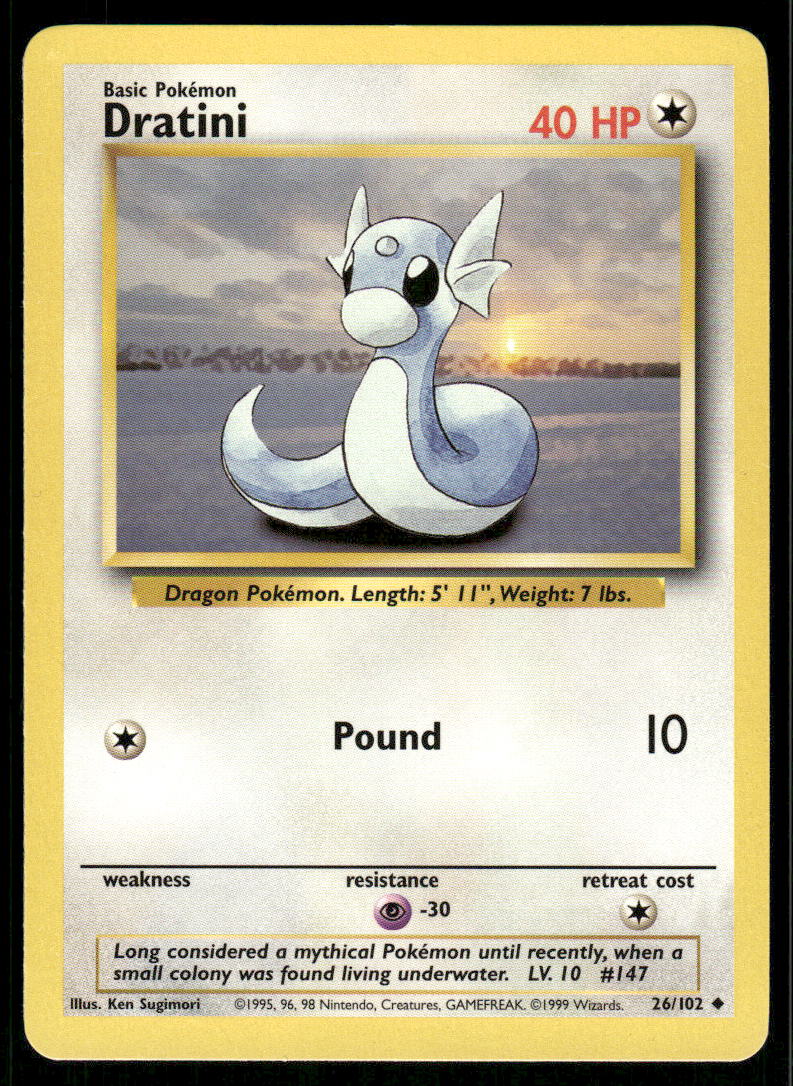 Pokemon Cards Dratini 26/102 Base Set WOTC Uncommon NM0
