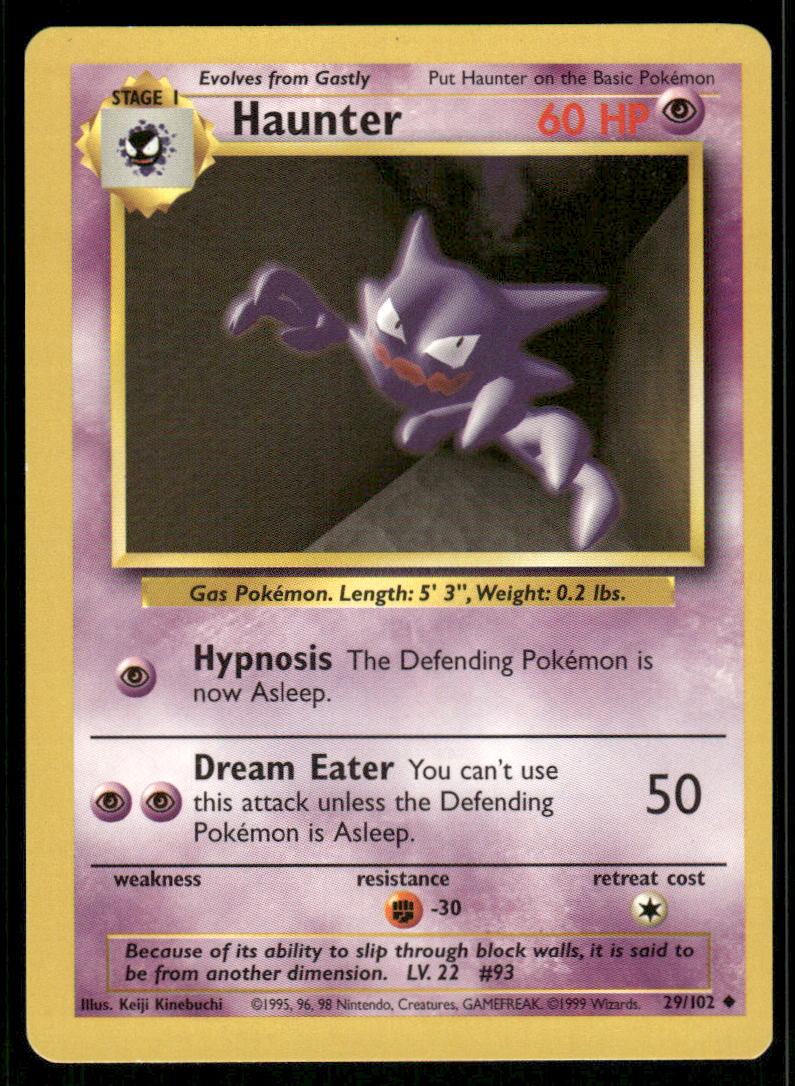 Pokemon Cards Haunter 29/102 Base Set WOTC Uncommon NM *20