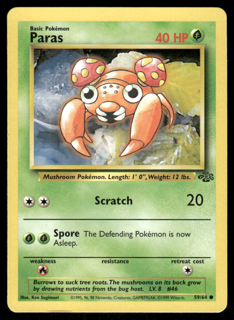 Pokemon Cards Paras 59/64 Jungle WOTC Common NM *20