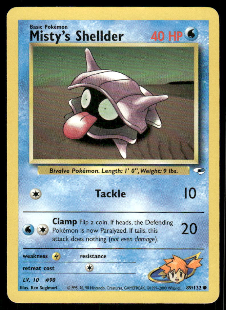 Pokemon Cards Misty's Shellder 89/132 Gym Heroes Common MP0