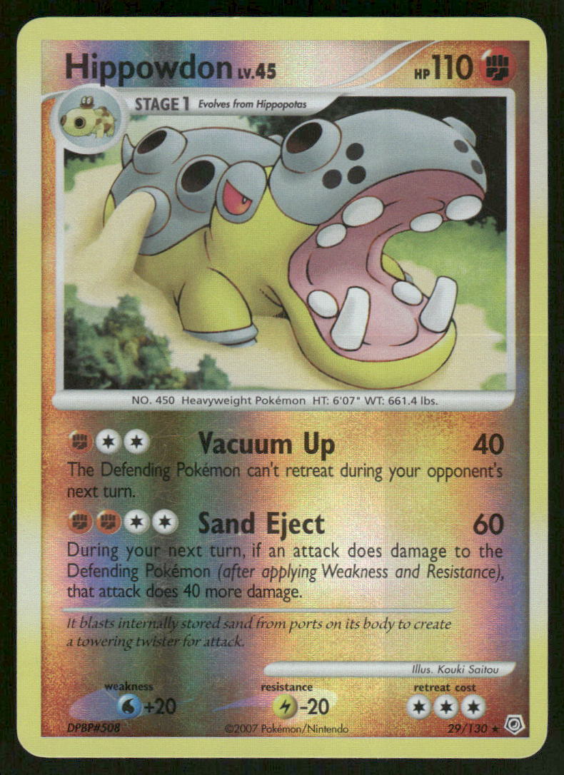 Pokemon Cards Hippowdon 29/130 Diamond & Pearl Rare LP0