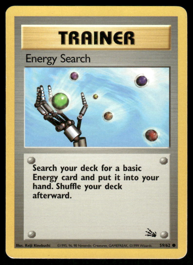 Pokemon Cards Energy Search 59/62 Unlimited Fossil Common MP *40