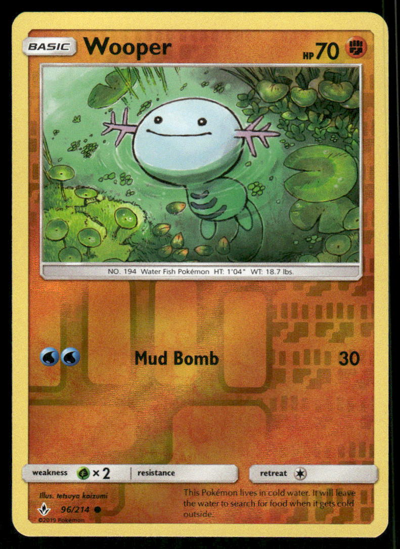 Pokemon Cards Wooper 96/214 Reverse Holo Unbroken Bonds Common NM0