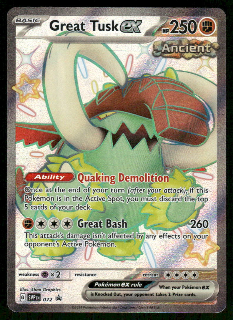 Pokemon Cards Great Tusk ex 072 Scarlet & Violet Promo NM0