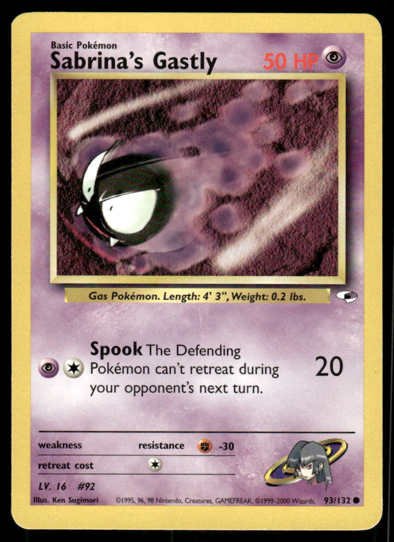 Pokemon Cards Sabrina's Gastly 93/132 Gym Heroes WOTC Common NM *40