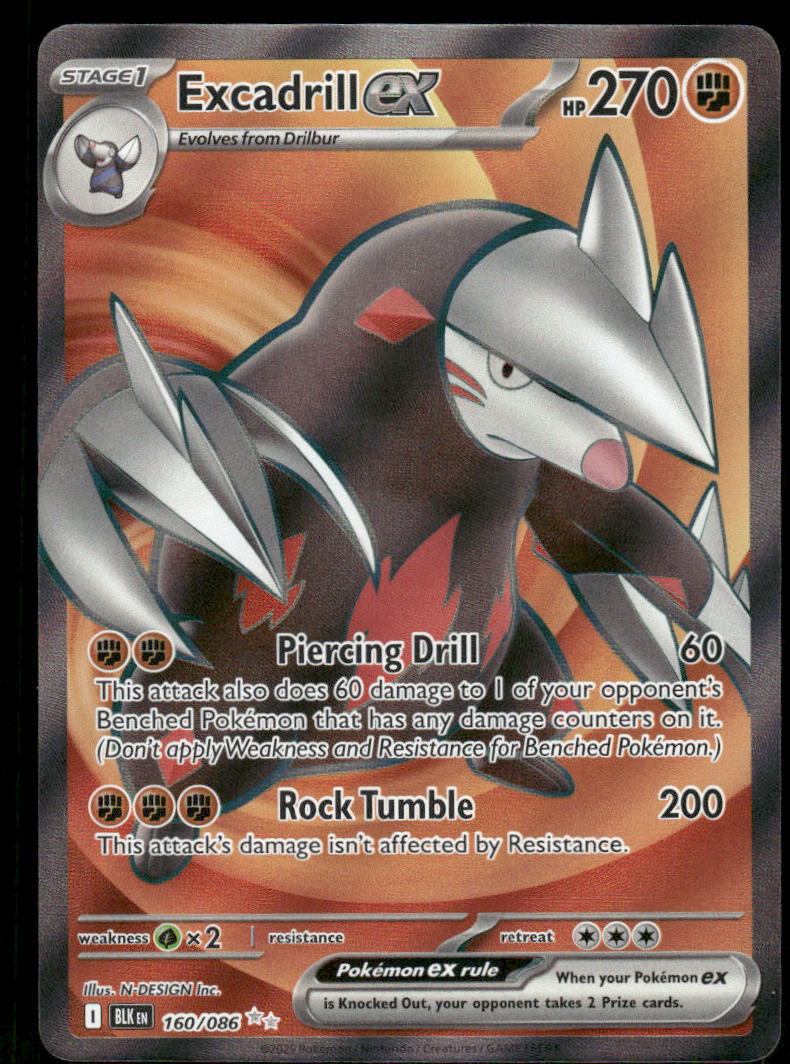 Pokemon Cards Excadrill ex 160/086 Black Bolt Ultra Rare NM0
