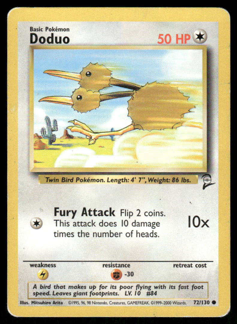 Pokemon Cards Doduo 72/130 Base Set 2 Common HP0