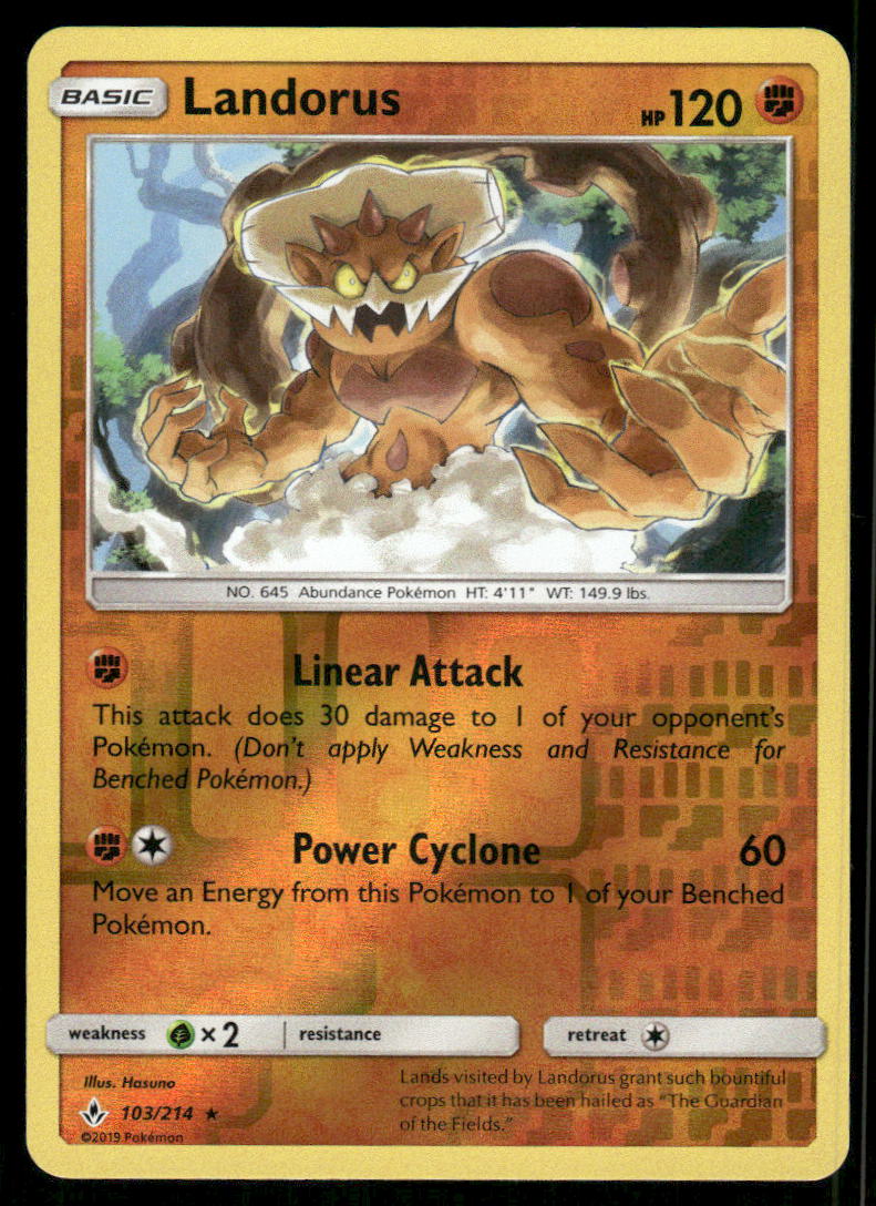 Pokemon Cards Landorus 103/214 Reverse Holo Unbroken Bonds Holo Rare NM0