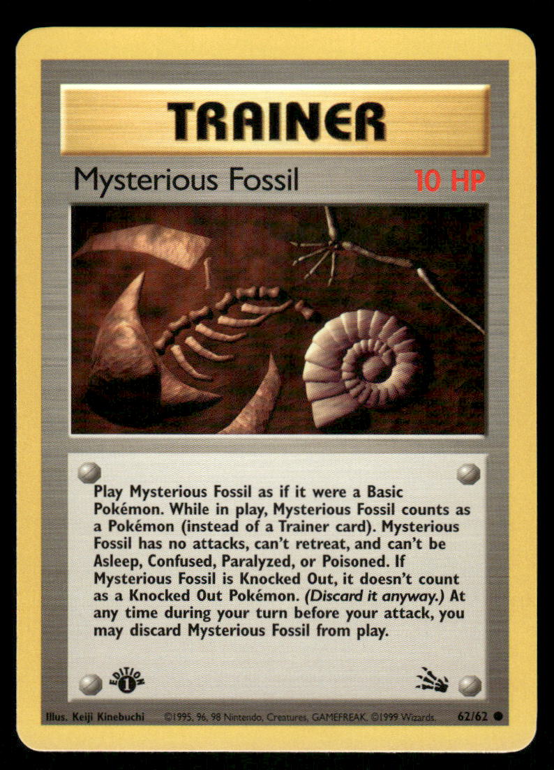 Pokemon Cards Mysterious Fossil 62/62 1st Edition Fossil WOTC Common NM *20