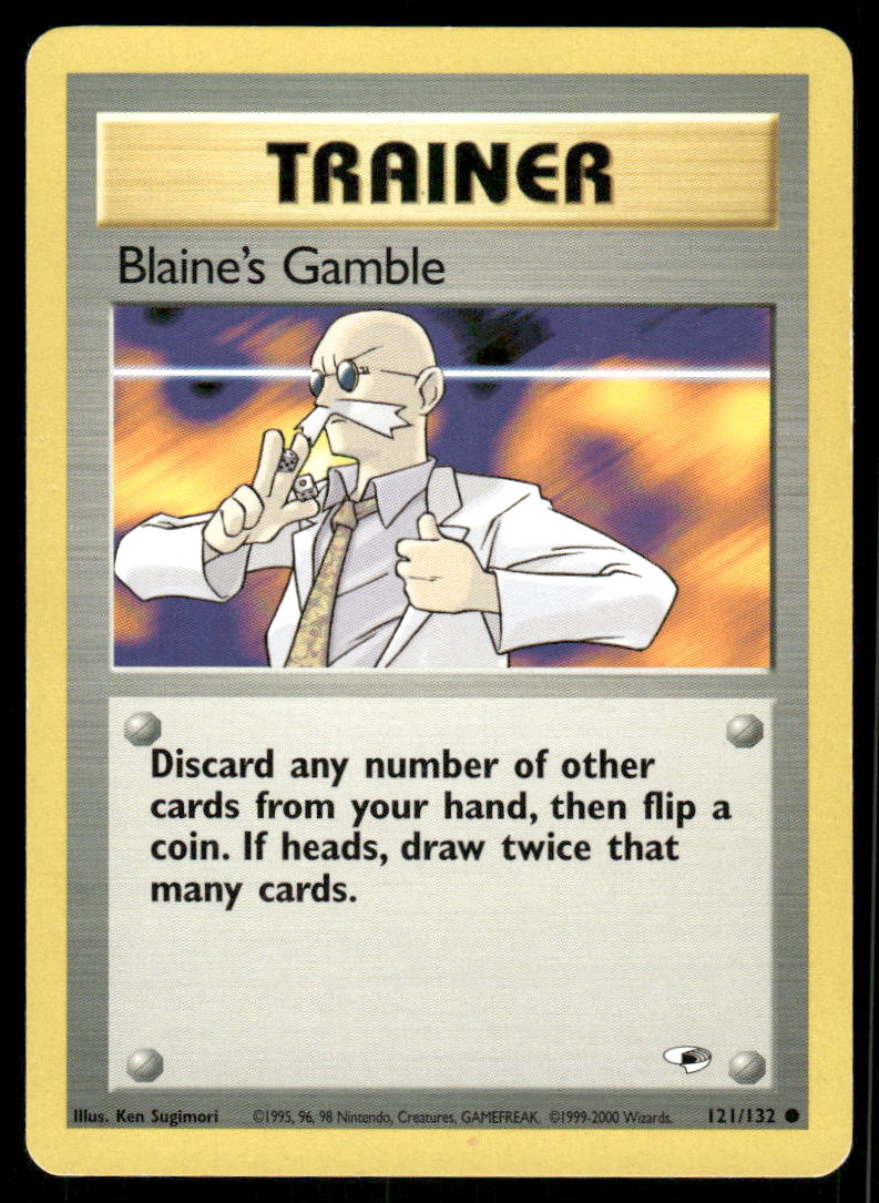 Pokemon Cards Blaine's Gamble 121/132 Gym Heroes Common LP *50