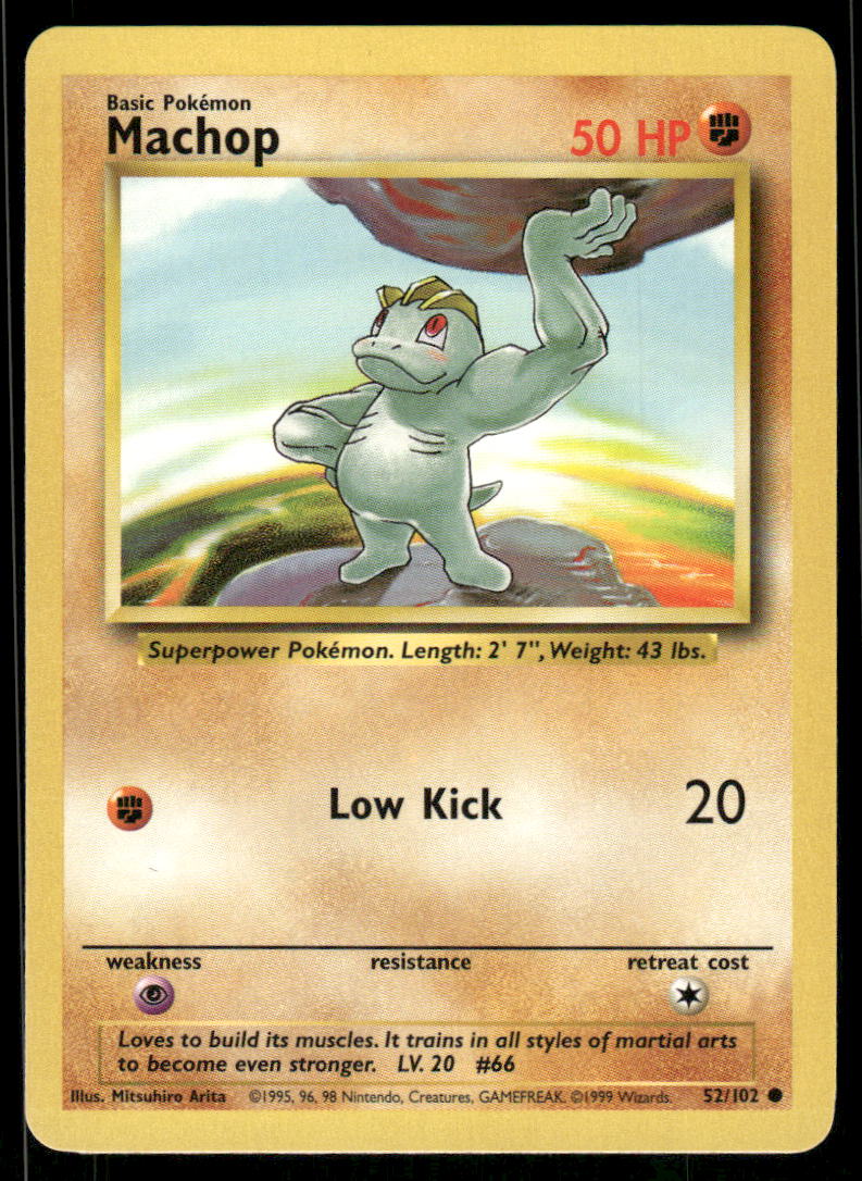 Pokemon Cards Machop 52/102 Base Set Common LP *20