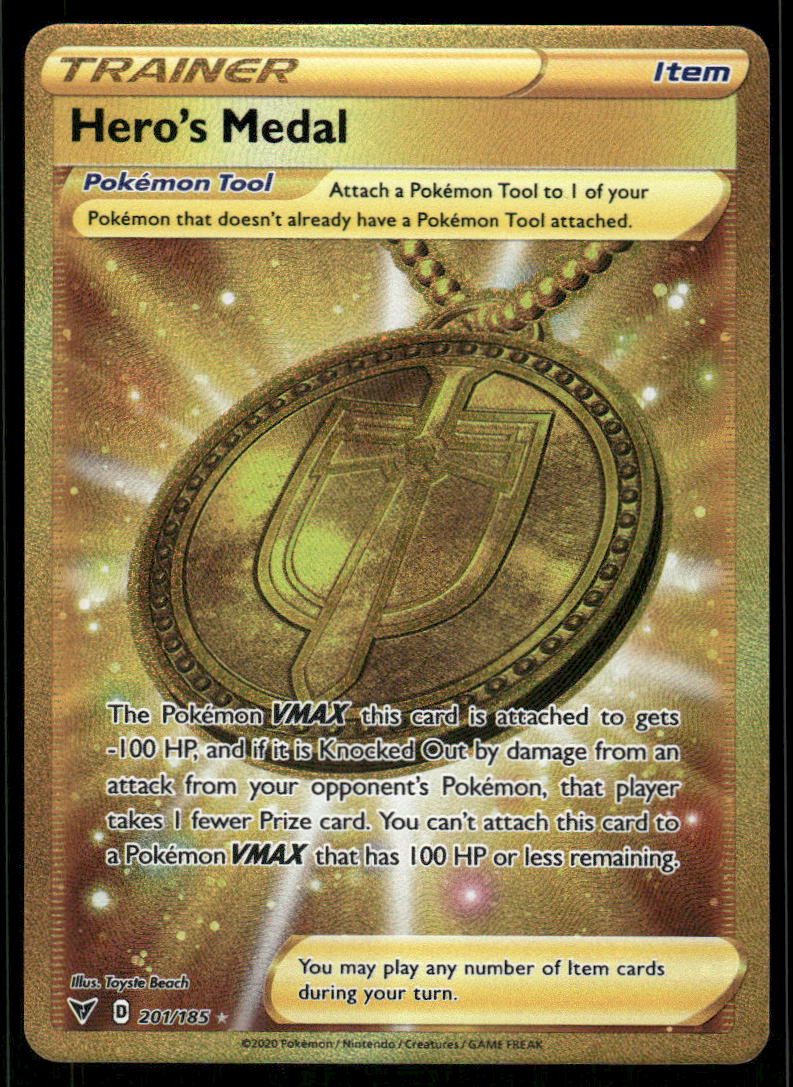 Pokemon Cards Hero's Medal 201/185 Vivid Voltage Secret Rare NM *20