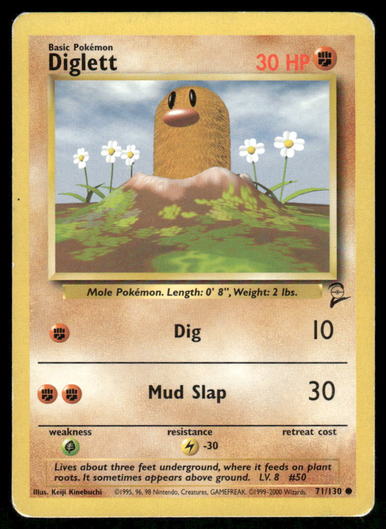 Pokemon Cards Diglett 71/130 Base Set 2 Common HP0