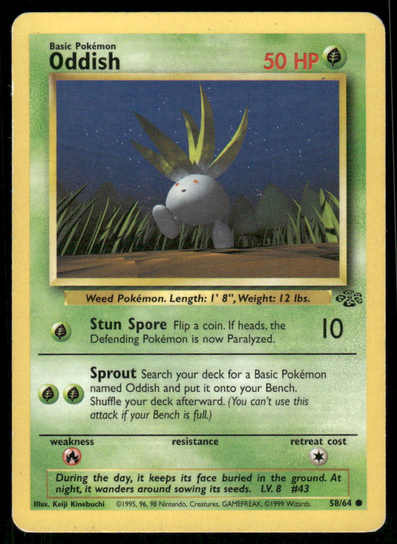 Pokemon Cards Oddish 58/64 Jungle WOTC Common MP *20