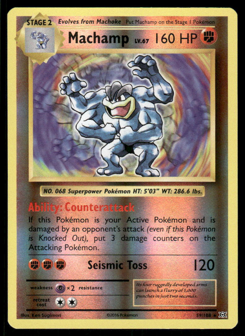 Pokemon Cards Machamp 59/108 Reverse Holo Evolutions Rare NM *20
