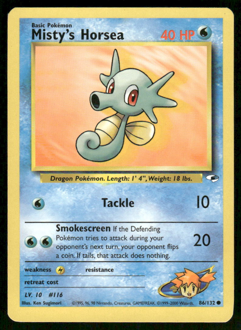 Pokemon Cards Misty's Horsea 86/132 Unlimited Gym Heroes Common LP0