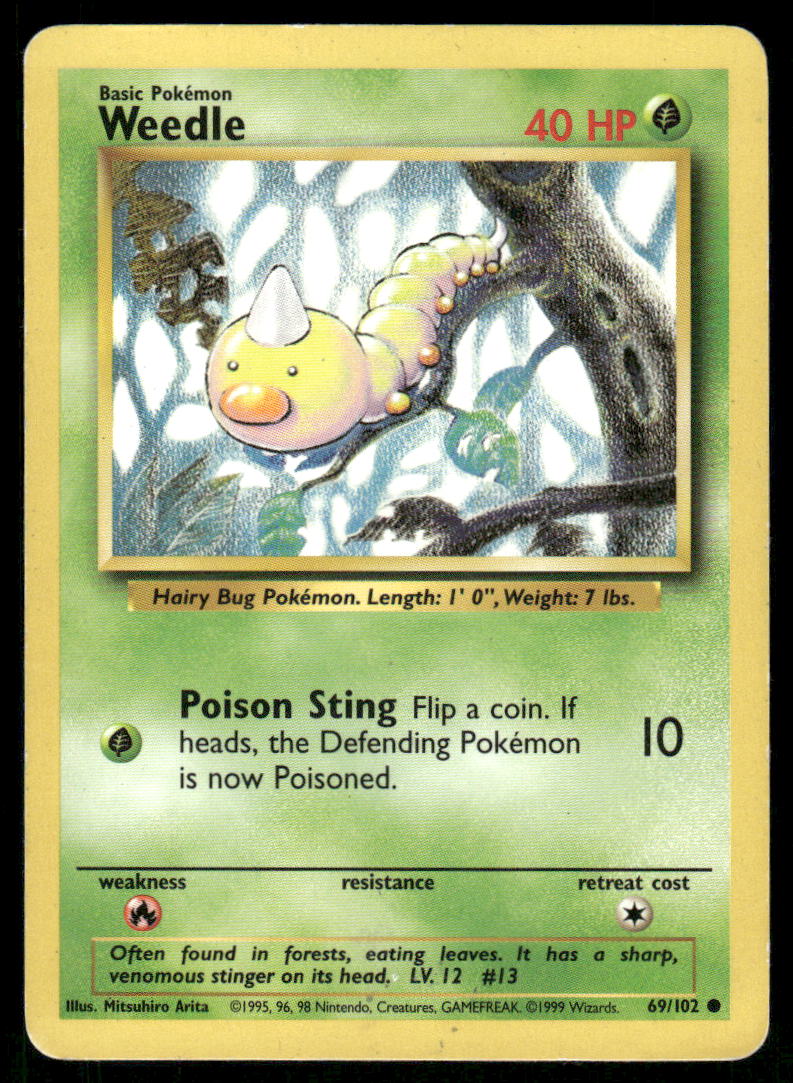 Pokemon Cards Weedle 69/102 Base Set WOTC Common MP0
