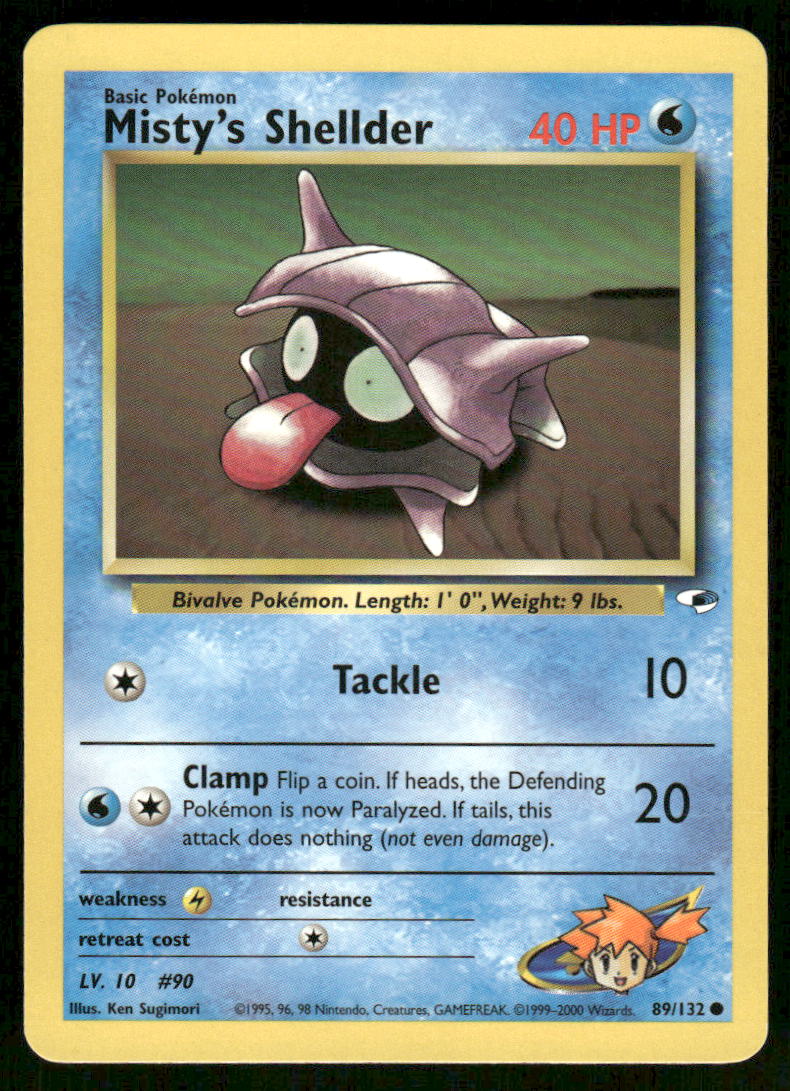 Pokemon Cards Misty's Shellder 89/132 Unlimited Gym Heroes WOTC Common NM *20