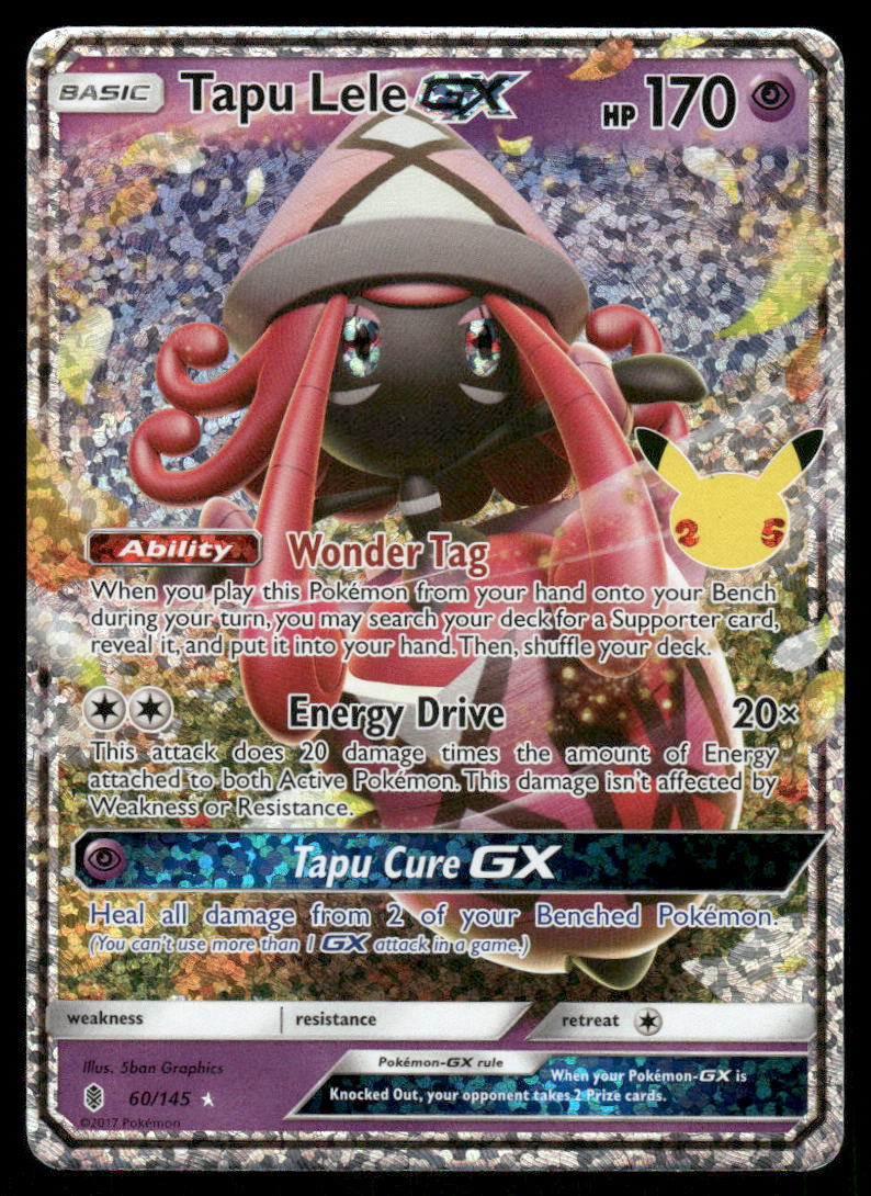 Pokemon Cards Tapu Lele GX 60/145 Guardians Rising Holo Rare GX NM0