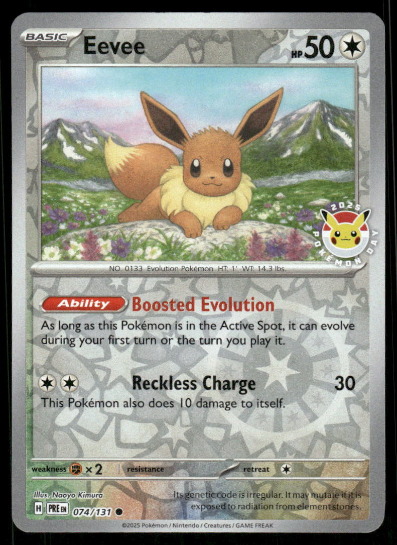Pokemon Cards Eevee 074/131 Pokemon Day Prismatic Evolutions Promo Card0