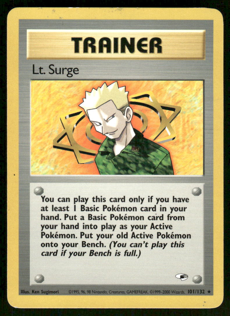 Pokemon Cards Lt. Surge 101/132 Unlimited Gym Heroes WOTC Rare LP0