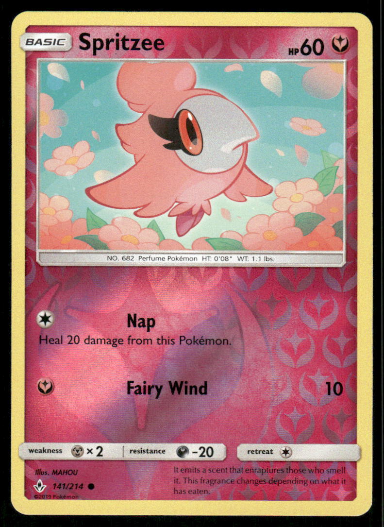 Pokemon Cards Spritzee 141/214 Reverse Holo Unbroken Bonds Common NM0
